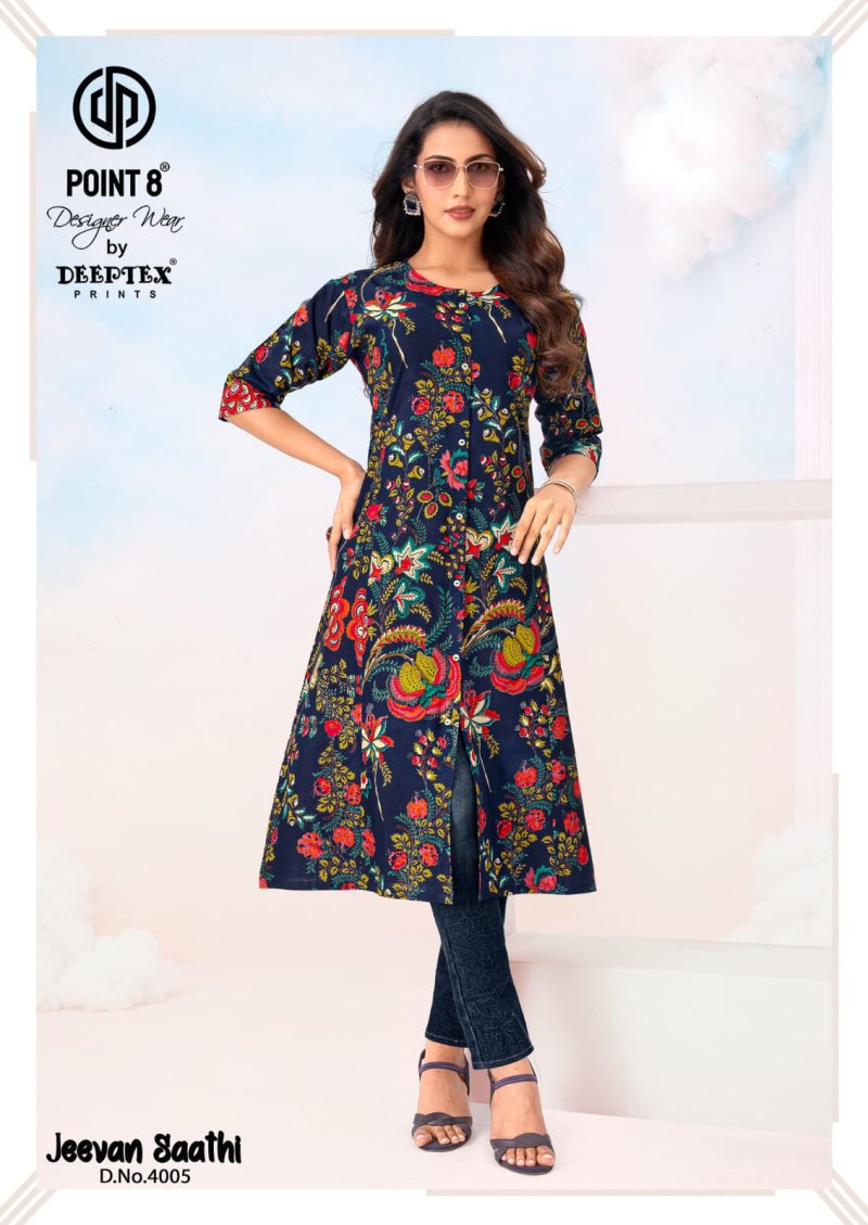 Jeevan Sathi Vol 4 By Deeptex A Line Cotton Printed Kurtis 